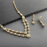 Mariell Gold Two-Row Rhinestone Crystal Necklace and Earrings Set - Prom, Brides and Bridesmaids Jewelry - Image 6